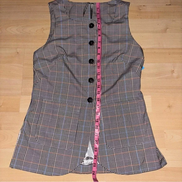Anthropologie Plaid Mod Vest Small Gray Academia Preppy Collegiate Library Core - Picture 7 of 12
